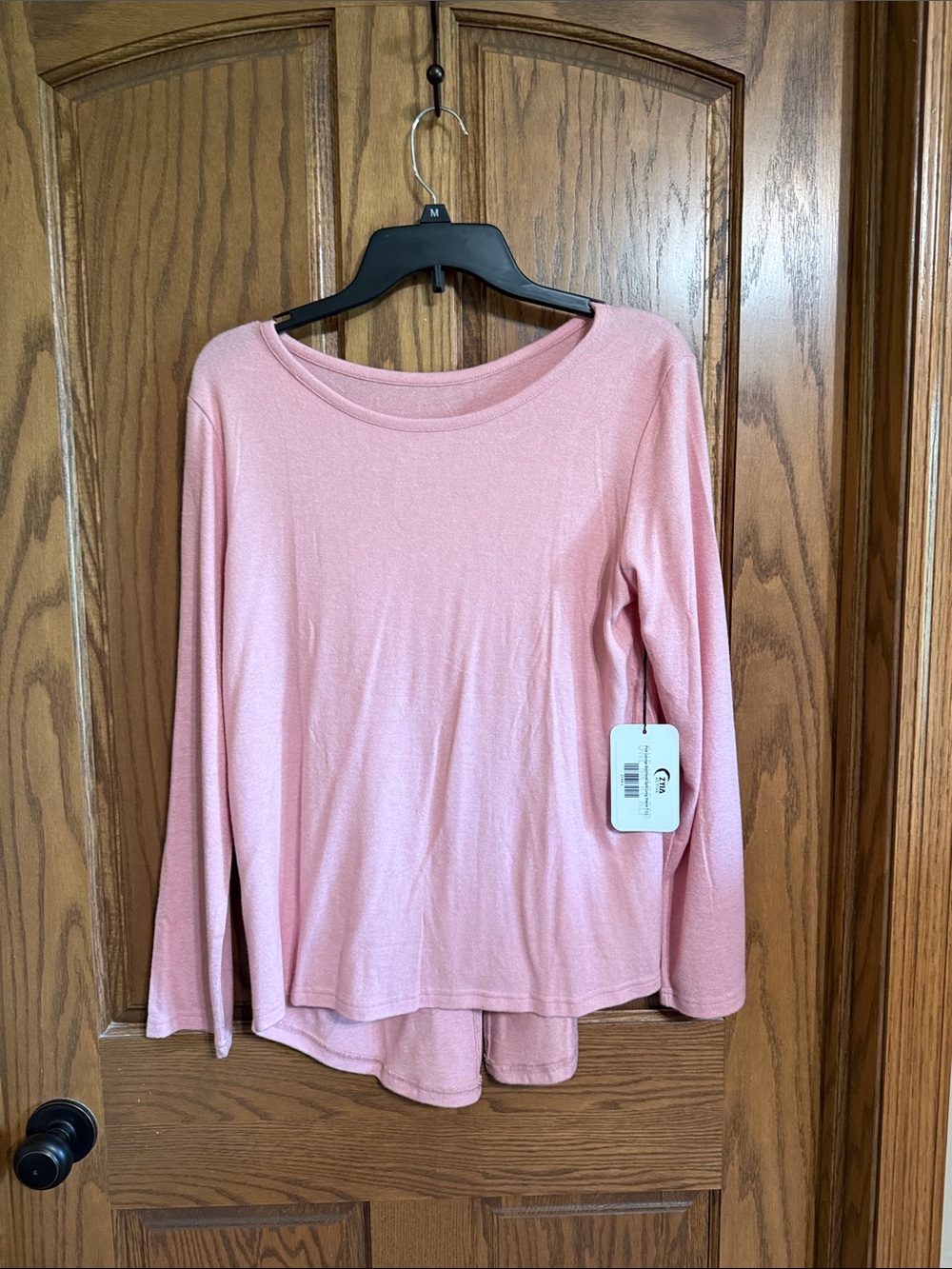 Relaxed Scoop-Neck Long-Sleeve Top in Dusty Pink